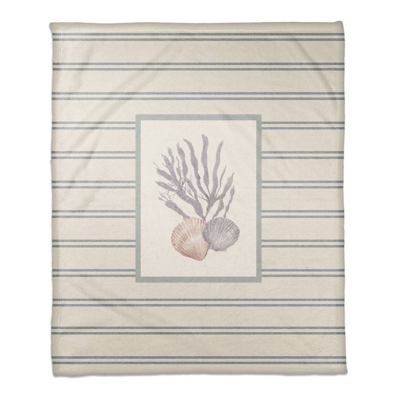 Scallop and Olive Shell 50" x 60" Coral Fleece Blanket